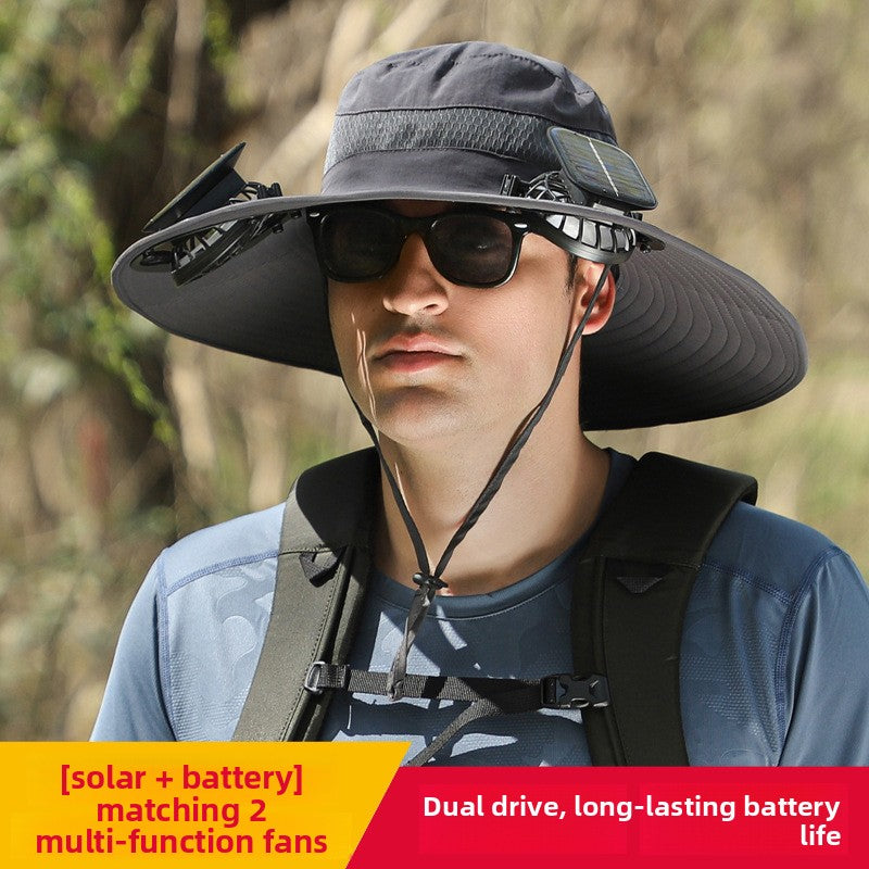 Solar fan hat with USB charging cooling cap - Trendora