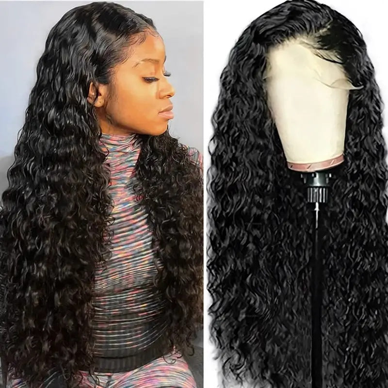 Long curly lace front wig with natural hairline - Trendora