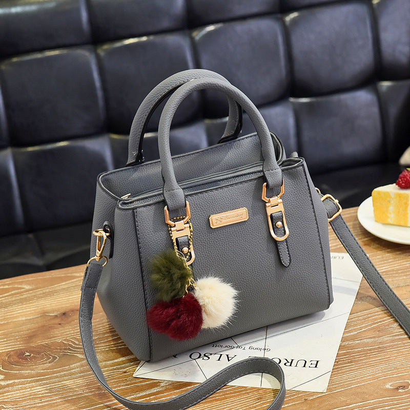 Fashion Double Layer Fur Accent Shoulder Bag