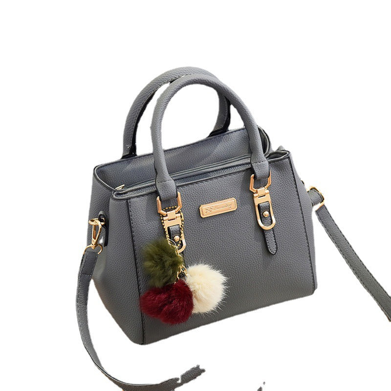 Fashion Double Layer Fur Accent Shoulder Bag